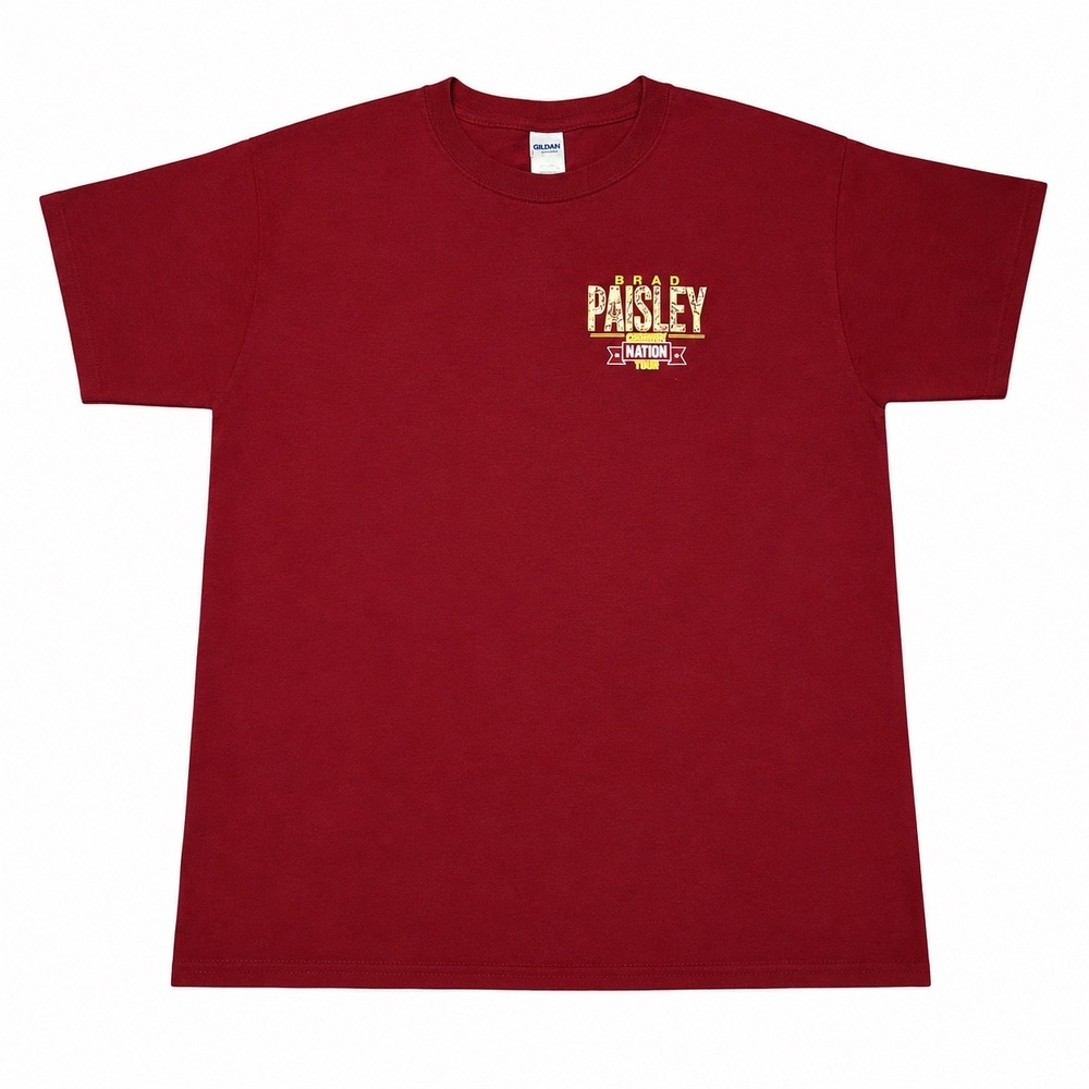 Brad Paisley Country Nation Tour T-Shirt Mens Maroon Gildan Concert Tee Large